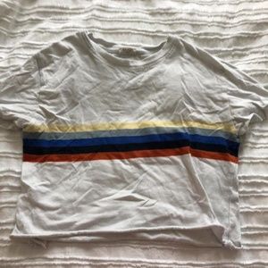 BRANDY MELVILLE JOHN GALT White crop top w rainbow stripes